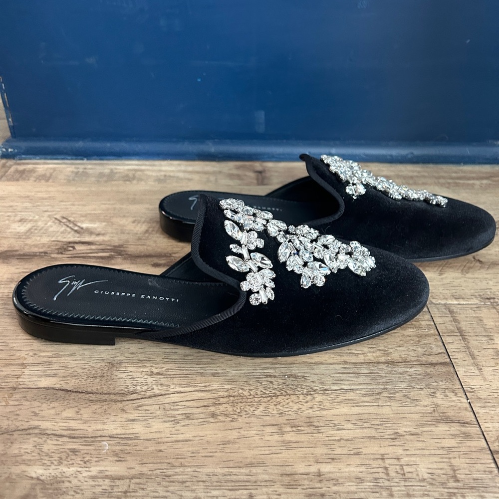 Giuseppe Zanotti Black Jeweled Mules - Made in Italy - Women's size 39